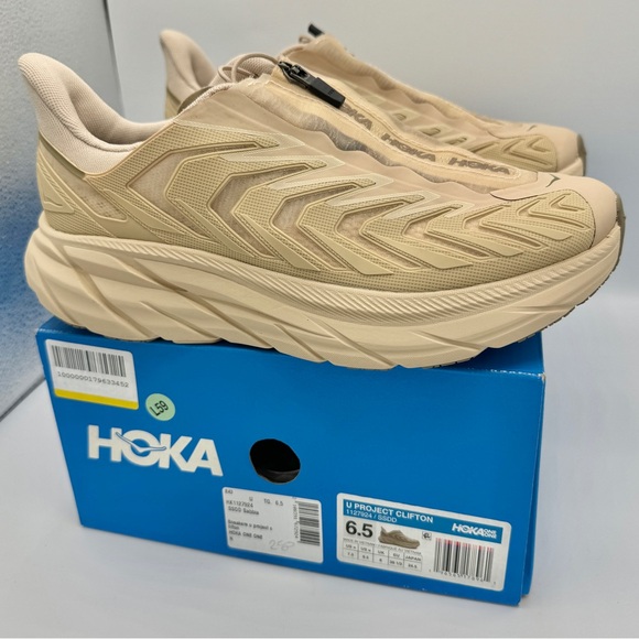 NWT Hoka Project Clifton Beige Shifting Sands Dune SSDD Unisex Sneakers Shoes - Picture 2 of 16